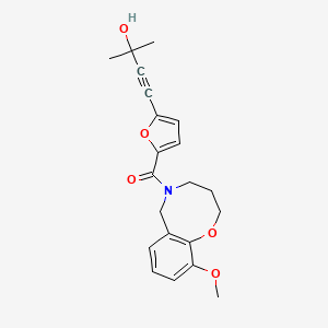 molecular formula C21H23NO5 B3809700 4-{5-[(10-methoxy-3,4-dihydro-2H-1,5-benzoxazocin-5(6H)-yl)carbonyl]-2-furyl}-2-methylbut-3-yn-2-ol 