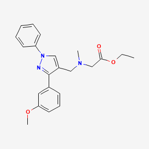 molecular formula C22H25N3O3 B3809711 ethyl N-{[3-(3-methoxyphenyl)-1-phenyl-1H-pyrazol-4-yl]methyl}-N-methylglycinate 
