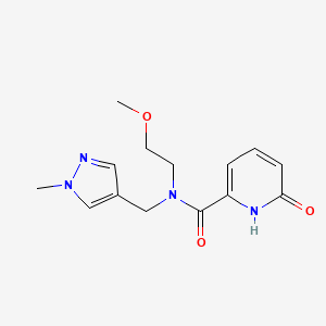 molecular formula C14H18N4O3 B3809712 N-(2-methoxyethyl)-N-[(1-methyl-1H-pyrazol-4-yl)methyl]-6-oxo-1,6-dihydropyridine-2-carboxamide 