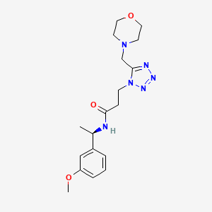 N-[(1R)-1-(3-methoxyphenyl)ethyl]-3-[5-(4-morpholinylmethyl)-1H-tetrazol-1-yl]propanamide