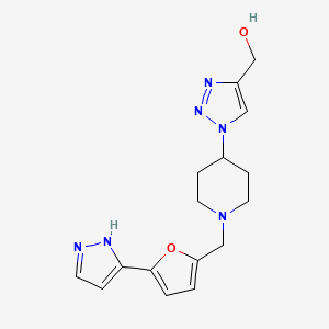molecular formula C16H20N6O2 B3809748 [1-(1-{[5-(1H-pyrazol-5-yl)-2-furyl]methyl}-4-piperidinyl)-1H-1,2,3-triazol-4-yl]methanol trifluoroacetate (salt) 