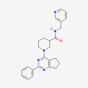 molecular formula C25H27N5O B3809772 1-(2-phenyl-6,7-dihydro-5H-cyclopenta[d]pyrimidin-4-yl)-N-(3-pyridinylmethyl)-3-piperidinecarboxamide 