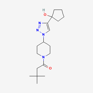 molecular formula C18H30N4O2 B3809797 1-{1-[1-(3,3-dimethylbutanoyl)piperidin-4-yl]-1H-1,2,3-triazol-4-yl}cyclopentanol 