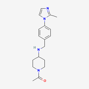 molecular formula C18H24N4O B3809829 1-acetyl-N-[4-(2-methyl-1H-imidazol-1-yl)benzyl]piperidin-4-amine 