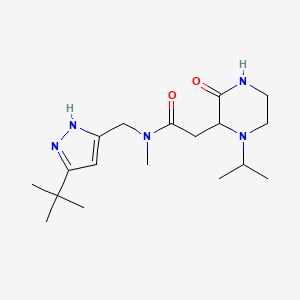 molecular formula C18H31N5O2 B3809839 N-[(3-tert-butyl-1H-pyrazol-5-yl)methyl]-2-(1-isopropyl-3-oxopiperazin-2-yl)-N-methylacetamide 