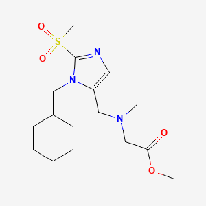 molecular formula C16H27N3O4S B3809846 methyl N-{[1-(cyclohexylmethyl)-2-(methylsulfonyl)-1H-imidazol-5-yl]methyl}-N-methylglycinate 