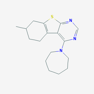 molecular formula C17H23N3S B380986 4-(1-Azepanyl)-7-methyl-5,6,7,8-tetrahydro[1]benzothieno[2,3-d]pyrimidine CAS No. 315682-05-4