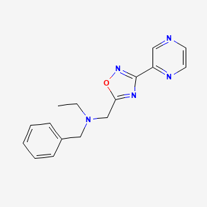 molecular formula C16H17N5O B3809865 N-benzyl-N-{[3-(2-pyrazinyl)-1,2,4-oxadiazol-5-yl]methyl}ethanamine 
