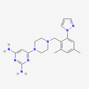 6-{4-[2,4-dimethyl-6-(1H-pyrazol-1-yl)benzyl]piperazin-1-yl}pyrimidine-2,4-diamine