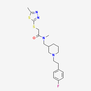 molecular formula C20H27FN4OS2 B3809929 N-({1-[2-(4-fluorophenyl)ethyl]-3-piperidinyl}methyl)-N-methyl-2-[(5-methyl-1,3,4-thiadiazol-2-yl)thio]acetamide 