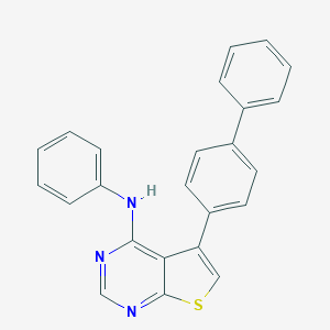 molecular formula C24H17N3S B380993 5-([1,1'-ビフェニル]-4-イル)-N-フェニルチエノ[2,3-d]ピリミジン-4-アミン CAS No. 345615-28-3