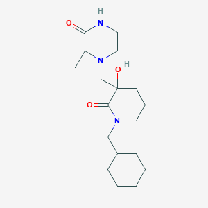 4-{[1-(cyclohexylmethyl)-3-hydroxy-2-oxo-3-piperidinyl]methyl}-3,3-dimethyl-2-piperazinone