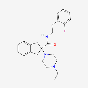 molecular formula C24H30FN3O B3809944 2-(4-ethyl-1-piperazinyl)-N-[2-(2-fluorophenyl)ethyl]-2-indanecarboxamide 