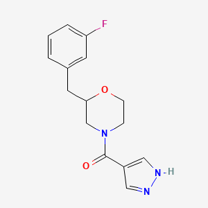 molecular formula C15H16FN3O2 B3809958 2-(3-fluorobenzyl)-4-(1H-pyrazol-4-ylcarbonyl)morpholine 