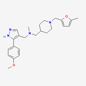 molecular formula C24H32N4O2 B3809984 1-[3-(4-methoxyphenyl)-1H-pyrazol-4-yl]-N-methyl-N-({1-[(5-methyl-2-furyl)methyl]-4-piperidinyl}methyl)methanamine 