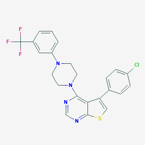 molecular formula C23H18ClF3N4S B381000 5-(4-Chlorophenyl)-4-{4-[3-(trifluoromethyl)phenyl]-1-piperazinyl}thieno[2,3-d]pyrimidine 