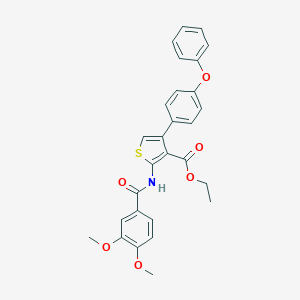 molecular formula C28H25NO6S B381002 Ethyl 2-[(3,4-dimethoxybenzoyl)amino]-4-(4-phenoxyphenyl)-3-thiophenecarboxylate 