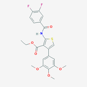 molecular formula C23H21F2NO6S B381003 Ethyl 2-[(3,4-difluorobenzoyl)amino]-4-(3,4,5-trimethoxyphenyl)-3-thiophenecarboxylate 