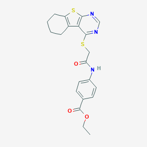 Ethyl 4-[[2-(5,6,7,8-tetrahydro-[1]benzothiolo[2,3-d]pyrimidin-4-ylsulfanyl)acetyl]amino]benzoate