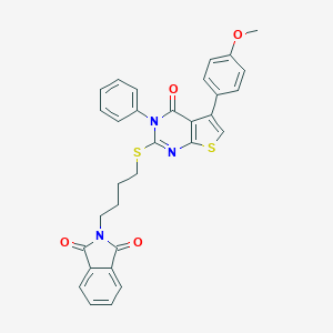 molecular formula C31H25N3O4S2 B381005 2-(4-{[5-(4-methoxyphenyl)-4-oxo-3-phenyl-3,4-dihydrothieno[2,3-d]pyrimidin-2-yl]sulfanyl}butyl)-1H-isoindole-1,3(2H)-dione 