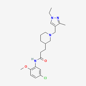 molecular formula C22H31ClN4O2 B3810066 N-(5-chloro-2-methoxyphenyl)-3-{1-[(1-ethyl-3-methyl-1H-pyrazol-4-yl)methyl]-3-piperidinyl}propanamide 