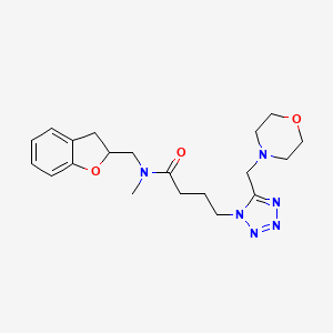 molecular formula C20H28N6O3 B3810101 N-(2,3-dihydro-1-benzofuran-2-ylmethyl)-N-methyl-4-[5-(4-morpholinylmethyl)-1H-tetrazol-1-yl]butanamide 