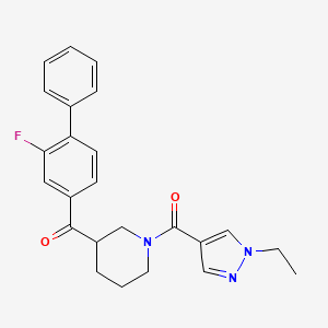 molecular formula C24H24FN3O2 B3810137 {1-[(1-ethyl-1H-pyrazol-4-yl)carbonyl]-3-piperidinyl}(2-fluoro-4-biphenylyl)methanone 