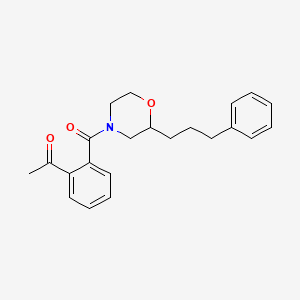 molecular formula C22H25NO3 B3810150 1-(2-{[2-(3-phenylpropyl)-4-morpholinyl]carbonyl}phenyl)ethanone 