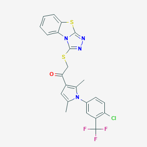 1-[1-[4-Chloro-3-(trifluoromethyl)phenyl]-2,5-dimethylpyrrol-3-yl]-2-([1,2,4]triazolo[3,4-b][1,3]benzothiazol-1-ylsulfanyl)ethanone