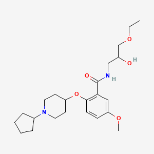 molecular formula C23H36N2O5 B3810193 2-[(1-cyclopentyl-4-piperidinyl)oxy]-N-(3-ethoxy-2-hydroxypropyl)-5-methoxybenzamide 