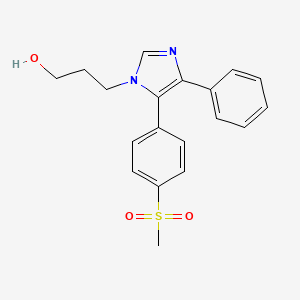 molecular formula C19H20N2O3S B3810209 3-{5-[4-(methylsulfonyl)phenyl]-4-phenyl-1H-imidazol-1-yl}propan-1-ol 