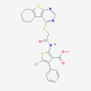 Methyl 5-chloro-4-phenyl-2-[[2-(5,6,7,8-tetrahydro-[1]benzothiolo[2,3-d]pyrimidin-4-ylsulfanyl)acetyl]amino]thiophene-3-carboxylate