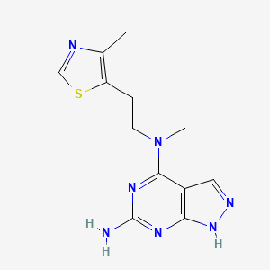molecular formula C12H15N7S B3810228 N~4~-methyl-N~4~-[2-(4-methyl-1,3-thiazol-5-yl)ethyl]-1H-pyrazolo[3,4-d]pyrimidine-4,6-diamine 