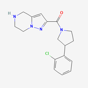 molecular formula C17H19ClN4O B3810231 2-{[3-(2-chlorophenyl)-1-pyrrolidinyl]carbonyl}-4,5,6,7-tetrahydropyrazolo[1,5-a]pyrazine hydrochloride 