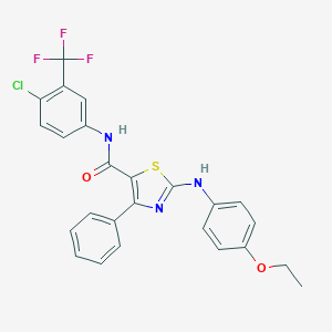 molecular formula C25H19ClF3N3O2S B381027 N-[4-chloro-3-(trifluoromethyl)phenyl]-2-(4-ethoxyanilino)-4-phenyl-1,3-thiazole-5-carboxamide 