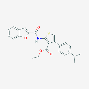 molecular formula C25H23NO4S B381028 Ethyl 2-[(1-benzofuran-2-ylcarbonyl)amino]-4-(4-isopropylphenyl)-3-thiophenecarboxylate 
