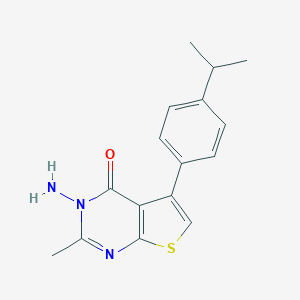 molecular formula C16H17N3OS B381029 3-amino-5-(4-isopropylphenyl)-2-methylthieno[2,3-d]pyrimidin-4(3H)-one 
