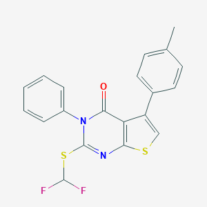 molecular formula C20H14F2N2OS2 B381030 2-[(difluoromethyl)sulfanyl]-5-(4-methylphenyl)-3-phenylthieno[2,3-d]pyrimidin-4(3H)-one 