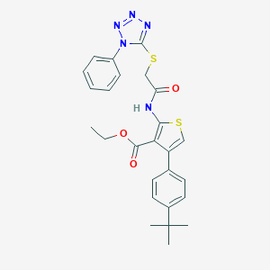 ethyl 4-(4-tert-butylphenyl)-2-({[(1-phenyl-1H-tetraazol-5-yl)sulfanyl]acetyl}amino)-3-thiophenecarboxylate