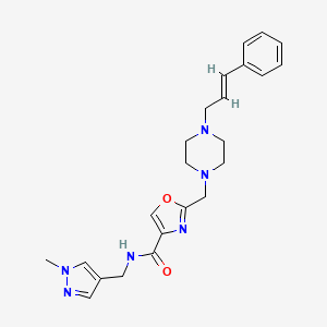 molecular formula C23H28N6O2 B3810447 N-[(1-methyl-1H-pyrazol-4-yl)methyl]-2-({4-[(2E)-3-phenyl-2-propen-1-yl]-1-piperazinyl}methyl)-1,3-oxazole-4-carboxamide 