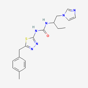 molecular formula C18H22N6OS B3810489 N-[1-(1H-imidazol-1-ylmethyl)propyl]-N'-[5-(4-methylbenzyl)-1,3,4-thiadiazol-2-yl]urea bis(trifluoroacetate) 