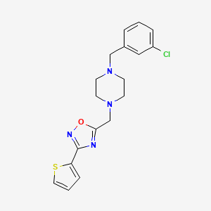 molecular formula C18H19ClN4OS B3810515 1-(3-chlorobenzyl)-4-{[3-(2-thienyl)-1,2,4-oxadiazol-5-yl]methyl}piperazine 