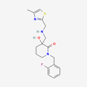 1-(2-fluorobenzyl)-3-hydroxy-3-({[(4-methyl-1,3-thiazol-2-yl)methyl]amino}methyl)-2-piperidinone