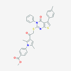 methyl 4-[2,5-dimethyl-3-({[5-(4-methylphenyl)-4-oxo-3-phenyl-3,4-dihydrothieno[2,3-d]pyrimidin-2-yl]sulfanyl}acetyl)-1H-pyrrol-1-yl]benzoate