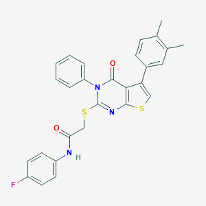 2-[5-(3,4-dimethylphenyl)-4-oxo-3-phenylthieno[2,3-d]pyrimidin-2-yl]sulfanyl-N-(4-fluorophenyl)acetamide