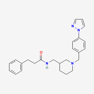 molecular formula C25H30N4O B3810553 3-phenyl-N-({1-[4-(1H-pyrazol-1-yl)benzyl]-3-piperidinyl}methyl)propanamide 