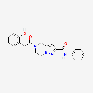 molecular formula C21H20N4O3 B3810564 5-[(2-hydroxyphenyl)acetyl]-N-phenyl-4,5,6,7-tetrahydropyrazolo[1,5-a]pyrazine-2-carboxamide 