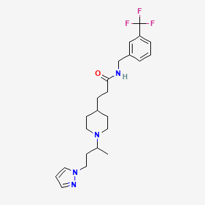 molecular formula C23H31F3N4O B3810568 3-{1-[1-methyl-3-(1H-pyrazol-1-yl)propyl]-4-piperidinyl}-N-[3-(trifluoromethyl)benzyl]propanamide 