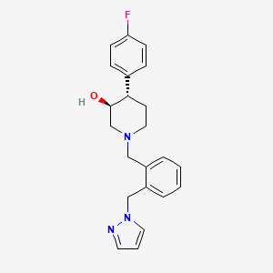 molecular formula C22H24FN3O B3810574 (3S*,4S*)-4-(4-fluorophenyl)-1-[2-(1H-pyrazol-1-ylmethyl)benzyl]piperidin-3-ol 