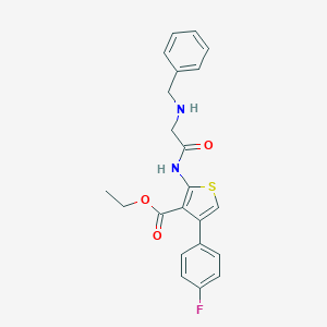 molecular formula C22H21FN2O3S B381058 Ethyl 2-{[(benzylamino)acetyl]amino}-4-(4-fluorophenyl)-3-thiophenecarboxylate 